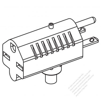 USA/Canada NEMA 6-15P T Shape AC Plug, 2 P/ 3 Wire Grounding 15A 250V