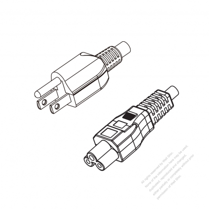 Japan 3-Pin Plug to IEC 320 C5 Power Cord Set (PVC) 1.8M (1800mm) Black  (VCTF 3X0.75MM )