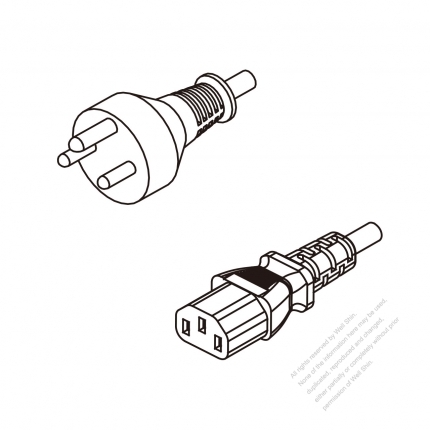 Denmark 3-Pin Plug To IEC 320 C13 AC Power Cord Set Molding (PVC) 1.8M (1800mm) Black ( H05VV-F 3G 0.75mm² )