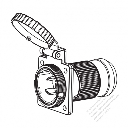 European Type Marine Grade Twist Locking Inlet , 316 stainless steel, Inlet center without hole, with cap, 30A 230V, 50Hz IP56