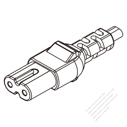 Korea IEC 320 C7 Connectors 2-Pin Straight 2.5A 250V