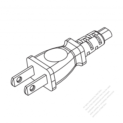 Taiwan/ Japan 2-Pin 2 wire Straight AC Plug, 7A/9A/ 11A/ 15A/12A 125V