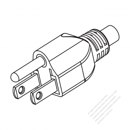 Taiwan/ Japan 3-Pin Straight AC Plug, 7A/11A/15A 125V