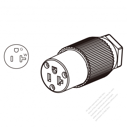 USA/Canada Connector 	(NEMA 5-15R/5-20R 3-Pin Straight,2 P, 3 Wire Grounding, 15A/20A 125V