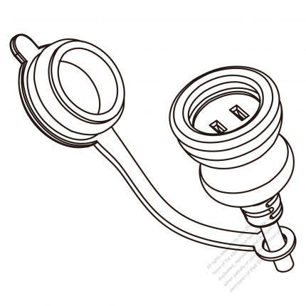 USA/Canada AC Connector 2-Pin Straight Blade, NEMA 1-15R 13A/15A 125V