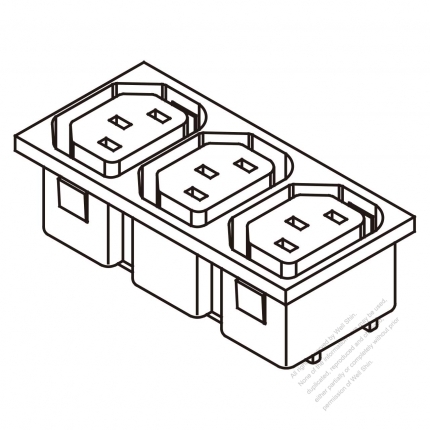 AC Socket IEC 60320-2 Sheet F Appliance Outlet  X 3, (series terminal type) 10A/15A