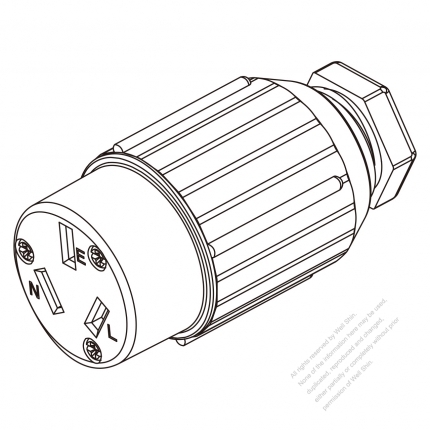 China Connector 3-Pin Straight,16A 250V