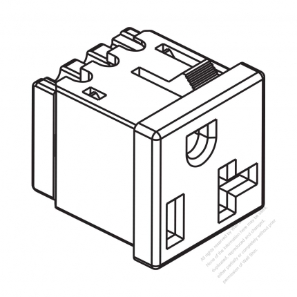 USA/Canada NEMA 5-15R/20R Outlet, 2 P 3 Wire Grounding 15A/20A 125V