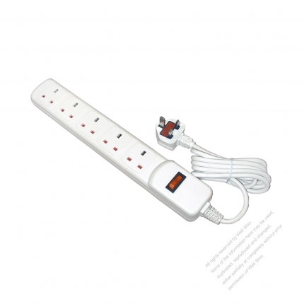 UK Type Power Strip outlet x 5, 3-Pin 10A/16A 250V