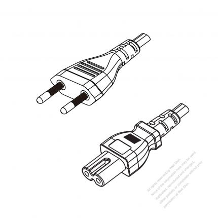 Brazil 2-Pin Plug to IEC 320 C7 Power Cord Set (PVC) 1.8M (1800mm) Black  (H03VVH2-F 2X0.75MM )