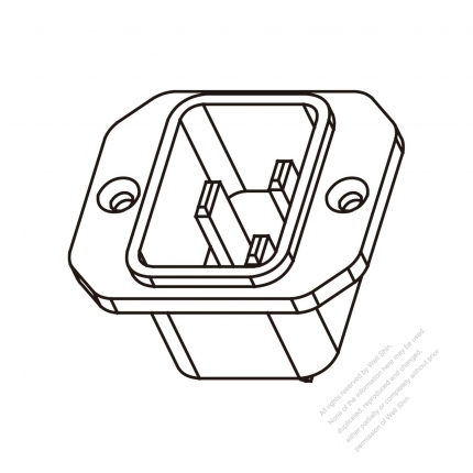 IEC 60320-1 (C20) Appliance Inlet, Screw Type, 16A/20A 250V