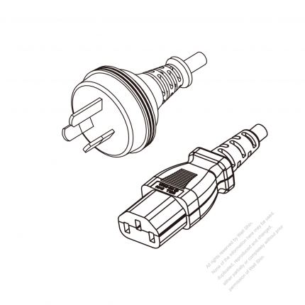 Australia 3-Pin Plug to IEC 320 C13 Power Cord Set (PVC) 1.8M (1800mm) Black  (H05VV-F 3G 0.75MM2 )