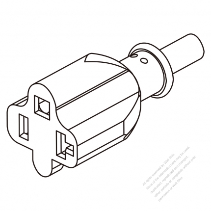 USA/Canada AC Connector 3-Pin (NEMA 5-15R/20R) Straight Blade Grounding Connector 13A/15A/20A 125V