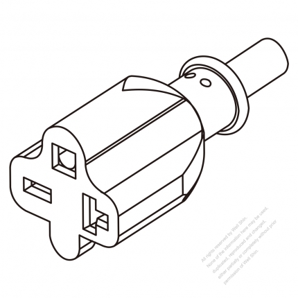 USA/Canada AC Connector 3-Pin (NEMA 6-15R/20R) Straight Blade Grounding Connector 13A/15A/20A 250V