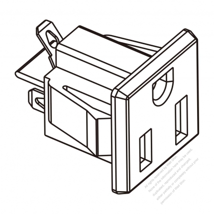 USA/Canada NEMA 5-15R Outlet, 2 P 3 Wire Grounding 15A 125V