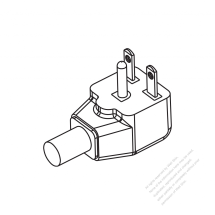 USA/Canada NEMA 6-15P Elbow AC Plug, 2 P/ 3 Wire Grounding 15A 250V