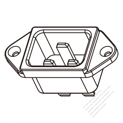 IEC 60320-1 (C20) Appliance Inlet, Screw Type, 16A/20A 250V