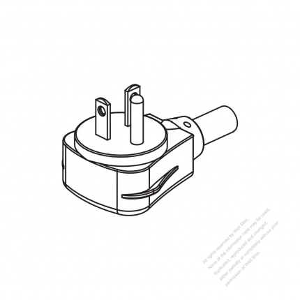 USA/Canada NEMA 5-20P Elbow AC Plug, 2 P/ 3 Wire Grounding 20A 125V