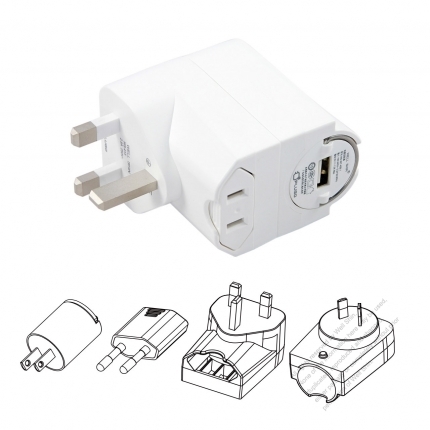 5V/ 1 A US/Europe/UK /Australia + USB Adapter set portable universal USB charger