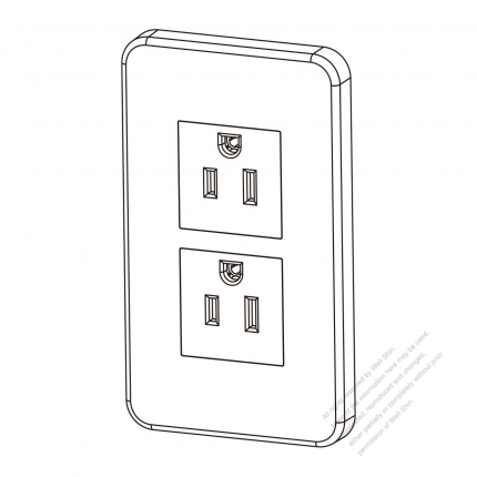 USA/Canada NEMA 5-15P Socket (x2) with panel 15A 125V