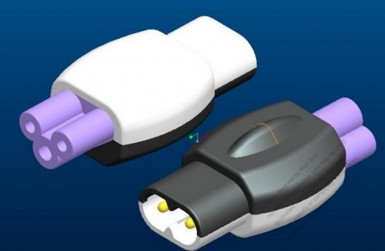 Adapter, IEC 320 C5 3 -Pin Connector to figure 8 male (Sheet C) plug 2.5A/125V (No voltage conversion function)