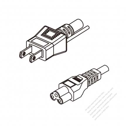 Japan 3-Pin Plug To IEC 320 C5 AC Power Cord Set Molding (PVC) 1.8M (1800mm) Black (VCTF 3X0.75mm² Round )