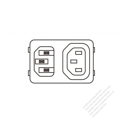 AC Socket IEC 60320-1 (C14) Appliance Inlet (Inlet to IEC 320 Sheet F Outlet) 10A 250V