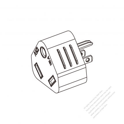 RV Adapter Plug, NEMA 5-15P to TT-30R, 2 P, 3 Wire Grounding, 3 to 3-Pin 15A 125V