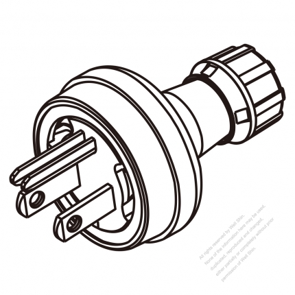 USA/Canada (NEMA 5-15P) 3-Pin 2 P, 3 Wire, 15 AWG, 15A 125V