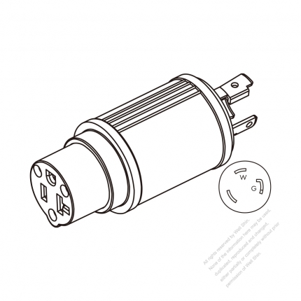 Adapter Plug, NEMA L5-30P Twist Locking to NEMA 5-20R, 2 P, 3 Wire Grounding, 3 to 3-Pin 30A to 15A/20A 125V