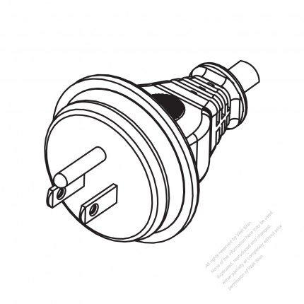 Taiwan/ Japan 3-Pin Straight AC Plug, 7~15A 125V