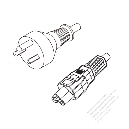 Denmark 3-Pin Plug to IEC 320 C5 Power Cord Set (PVC) 1.8M (1800mm) Black  (H03VV-F 3G 0.75MM2 )