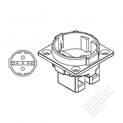 Outlet (Germany), Round prong, IP 20, without cover16A 250V