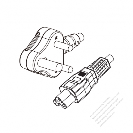 India 3-Pin Angle Type Plug to IEC 320 C5 Power Cord Set (PVC) 1.8M (1800mm) Black  (YY 3G 0.75mm² (ROUND) )