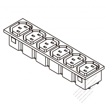 AC Socket IEC 60320-2 Sheet F Appliance Outlet  X 6, 10A/15A