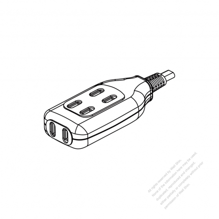 Japanese Type Power Strip 2-Pin 3 outlets 15A 125V