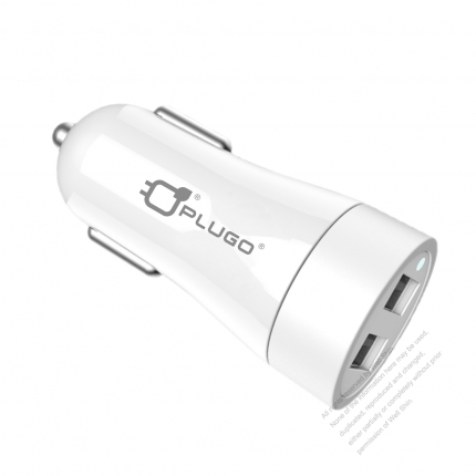 DC/DC 5V 2.4A USB X2 Car Charger (CLA) Black/ White Polish (Cigarette charger)