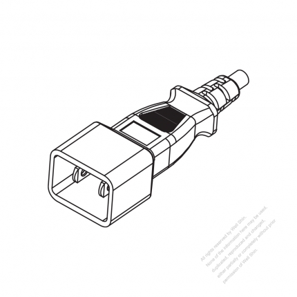 Taiwan/ Japan 2-Pin 2 wire Straight AC Plug, 7A~12A 125V