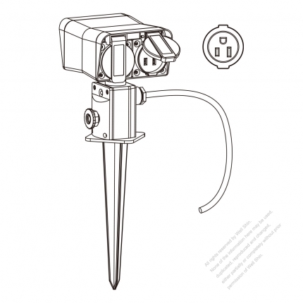 Garden Receptacle NEMA 5-15R outlet x 4 ( IP44) 3-Pin 15A 125V