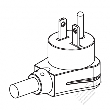 USA/Canada NEMA 6-20P Straight AC Plug, 2 P/ 3 Wire, Grounding 20A 250V