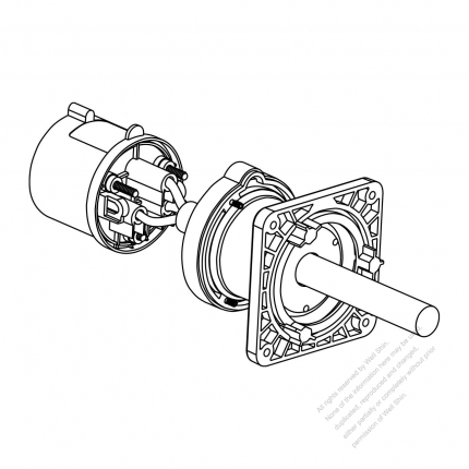 IEC 309 Interlock inlet, 2 P 3 Wire, IP 44 splash proof with cap, 30A/32A 250V