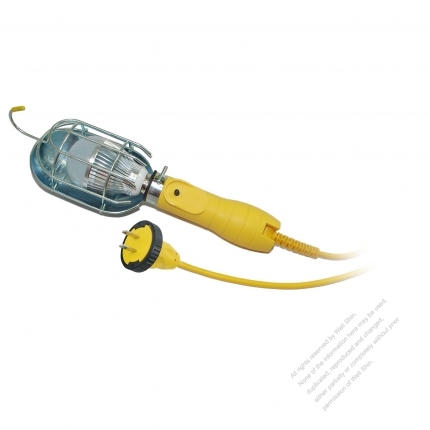 USA 2Pin 7W Working Light with Cord NEMA 1-15P Plug, Yellow 15 FT (4.57M)