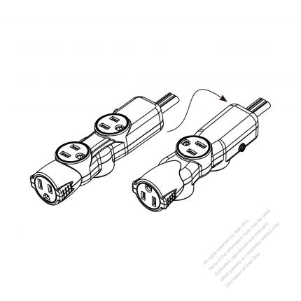 USA/ Canada Type Power Strip NEMA 5-15R outlet x 4, 3-Pin