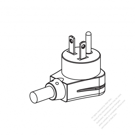 USA/Canada NEMA 5-20P Elbow AC Plug, 2 P/ 3 Wire Grounding 20A 125V