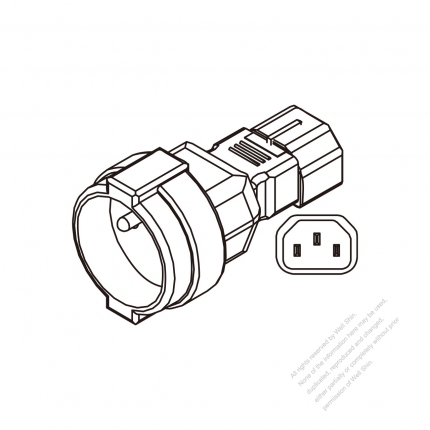 Adapter Plug, IEC 320 Sheet E to Europe France type ,3 to 3-Pin 10A 250V