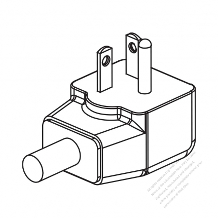 USA/Canada NEMA 6-20P Straight AC Plug, 2 P/ 3 Wire, Grounding 20A 250V