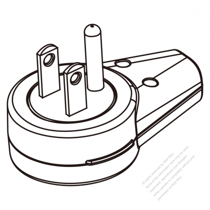 USA/Canada Rotatable Plug (NEMA 5-15P)  3-Pin 15A 125V