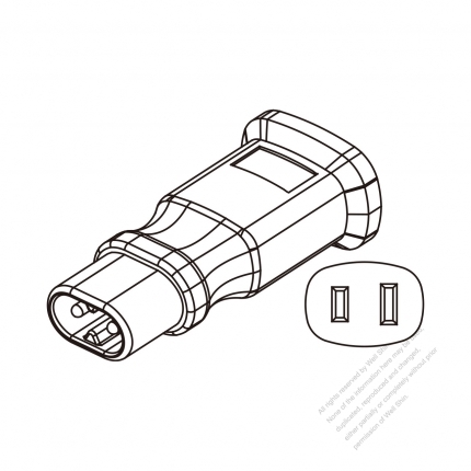 Adapter Plug, IEC 320 Sheet C inlet to NEMA 1-15R, 2 P, 2 Wire, 2 to 2-Pin 2.5A to 15A 125V