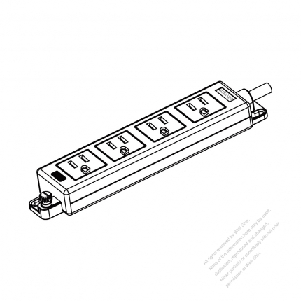 Japanese Type Power Strip 3-Pin outlet x 4, Horizontal type