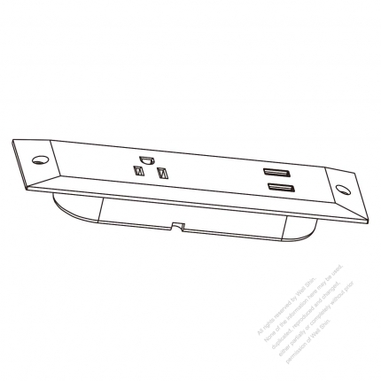 USA/Canada NEMA 5-15R Outlet x 1, output 5V 1A USB X 2